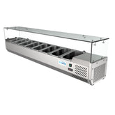71 in. Eight Pan Refrigerated Countertop Condiment Prep Station - SCDC-8P-SG
